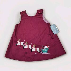 Rosalina Baby Dress Christmas Holiday Jumper Reversible Santa Appliqué 2T